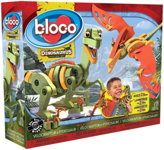 Bloco Art.30131 Мягкий конструктор Динозавры, 166 дет.