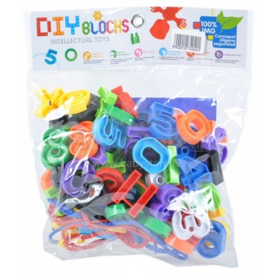Dyi Blocks Art.339902 Развивающая игра-шнуровка Цифры и Буквы