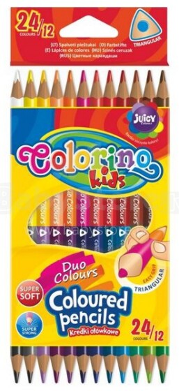 Colorino Kids Art.33046 Duo Colors Vaikų kreidelės 24 spalvos / 12 vnt