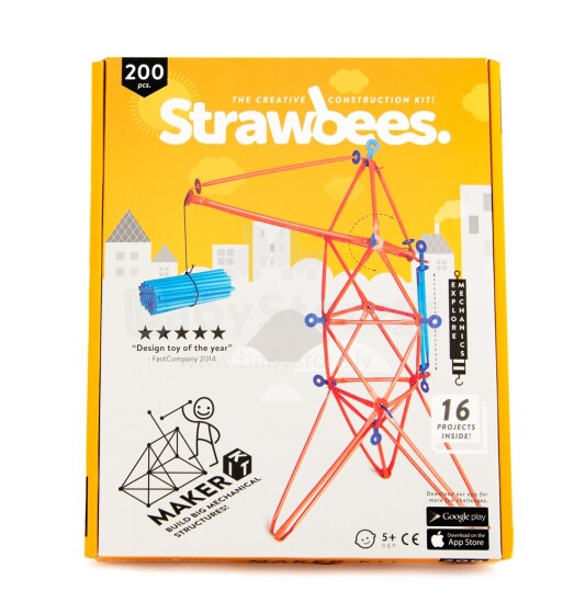 „Strawbees Quirkbot Robotic Art.9020W“ konstruktorius iš plastikinių trimitų, 200 vnt