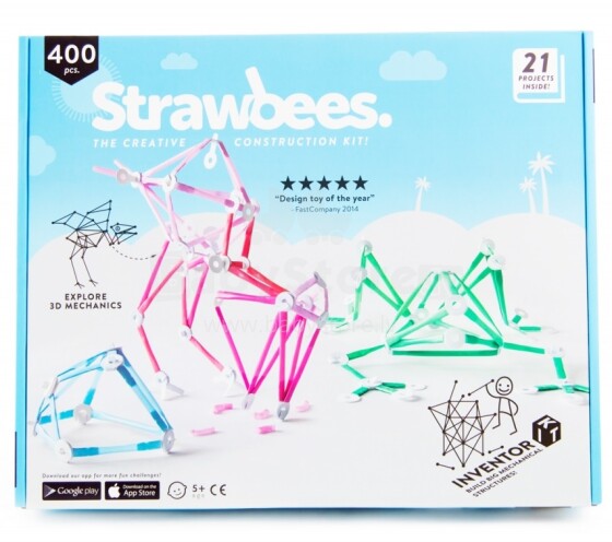 „Strawbees Quirkbot Robotic Art.9021W“ konstruktorius iš plastikinių trimitų, 400 vnt
