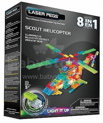 „Laserpegs 8 in 1 Scout Helicopter Art.PB2150B Constructor“ šviečia tamsoje, 106 det.