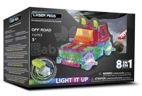 Laserpegs 8 in 1 Off Road Art.PB1440B Светящийся детский конструктор,112 дет
