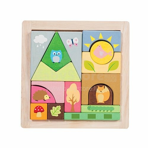 Le Toy Van menas. PL002 „Block puzzle Forest“ (16 vnt.)