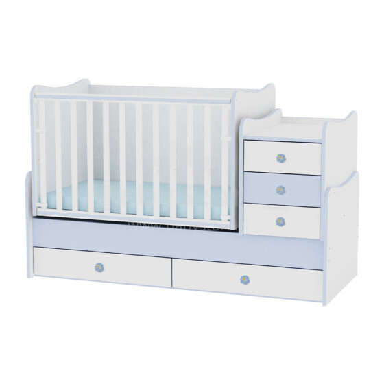Lorelli&Bertoni Maxi Plus White/Blue Bērnu gulta-transformeris