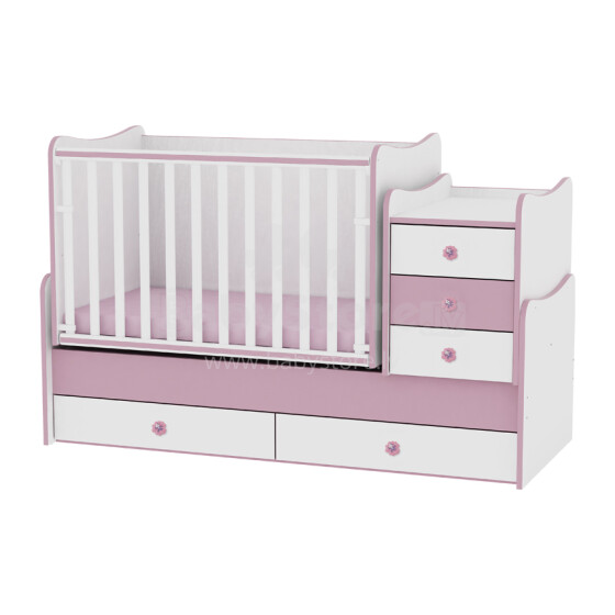 Lorelli&Bertoni Maxi Plus White/Pink Bērnu gulta-transformeris