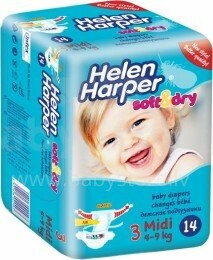 Helen Harper Midi Art. 61332 Sauskelnės vaikams, 4-9 kg, 14 vnt