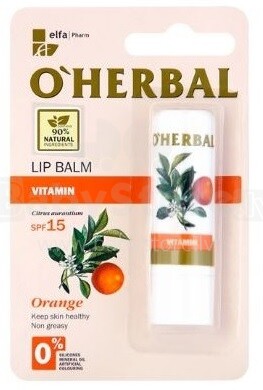 O'HERBAL Art.21902170 Apsauginis higieninis lūpdažis-balzamas Vitaminas su apelsinų aliejumi, 4 gr