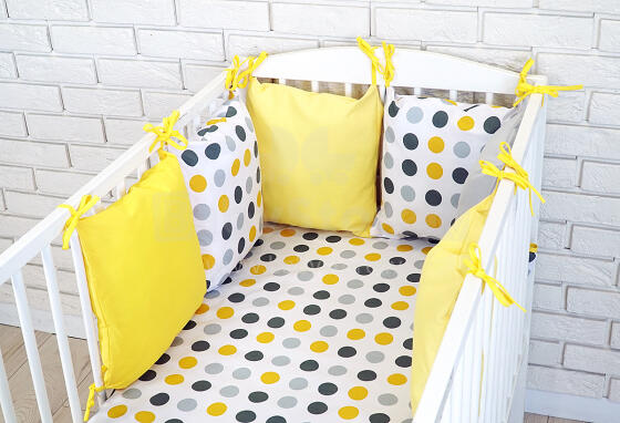 La bebe™ Cotton Borders Set 8 Art.91818 Dots/yellow 8 parts bedding
