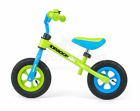 MillyMally Dragon Air Green Art.92073 Детский велосипед - бегунок с металлической рамой и  надувными колесами  10''