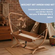 Hammock with Wooden Frame Art.101082 Beige  Bērnu šūpuļis ar koka rāmi - ergonomisks 66 x 150 cm piekarināms atpūtas krēsls