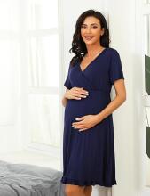Kidsworld Night Dress Art.101224 Navy ночная рубашка для беременных/кормящих короткий рукав