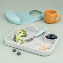Done by Deer Peekaboo compartment plate Deer Friends, Grey