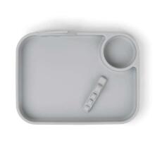 Done by Deer Peekaboo compartment plate Deer Friends, Grey