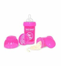 „Twistshake Art.78001“ rožinis maitinimo buteliukas be monetų 180 ml