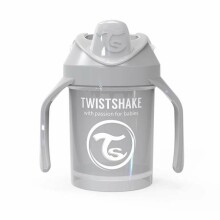„Twistshake Mini“ puodelis, 78272, pastelinis pilkas butelis su snapeliu nuo 4 + mėn., 230 ml
