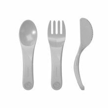 „Twistshake Learn Cutlery Art“, 78202, pastelinės pilkos spalvos stalo įrankių rinkinys