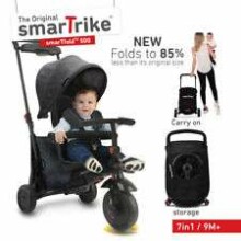 Smart Trike SmarTfold 700 Black Art.STFT5500000  Bērnu  trīsritenis-rati ar  poliuretāna riteņiem, rokturi un jumtiņu