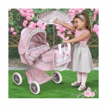 DeCuevas Toys Classic Romantic Art.85019 lėlių vežimėlis su vežimėliu ir skėčiu