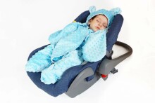 La bebe™ Minky+Cotton Art.104793 Blue Комбинезон для малыша (конвертик) в автокресло или коляску с ручками и ножками