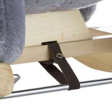 KinderKraft 2-in-1 Musical Rocker – Grey Plush Rocking Horse with Back Support and Optional Wheels, 12 Months+