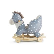 KinderKraft 2-in-1 Musical Rocker – Grey Plush Rocking Horse with Back Support and Optional Wheels, 12 Months+
