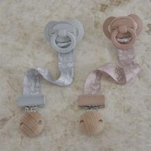 Elodie Details Pacifier Clip Wood Monkey Sunrise Pink