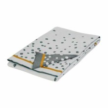 Pagaminta elnio megzta antklode 35855 „Happy Dots“ pilka minkštos medvilnės antklodė (languota) 80x100cm