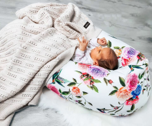 La Bebe™ Rich Maternity Pillow Art.111355 White&Beige Star Подковка для сна, кормления малыша 30x104 cm