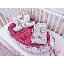 La bebe™ Minky+Cotton Babynest Set Art.113011 Flowers Baby kokon+blanket+pillow