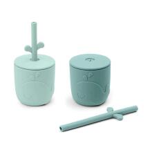 Done by Deer Peekaboo straw cup 2-pack Wally Blue