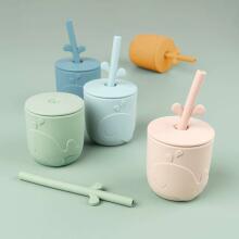 Done by Deer Peekaboo straw cup 2-pack Wally Grey