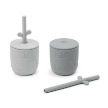 Done by Deer Peekaboo straw cup 2-pack Wally Grey