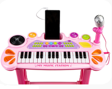 EcoToys Electronic Keyboard  Art.HC490441 Pink  Heli- ja valgusefektidega mikrofoni süntesaator.