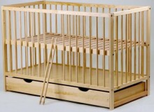 Baby Crib Club  DK  Art.117585 Natural  Детская деревянная кроватка с ящиком 120x60см