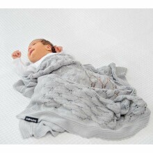 Lullalove Boho Blanket Art.118788 Grey     Детское хлопковое одеяло/плед 100x80cм