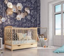 Baby Crib Club Wood  Art.120610 Natural Laste puidust voodi sahtliga 120x60cm