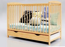 Baby Crib Club Wood  Art.120610 Natural Bērnu dabīga kokā gultiņa ar kasti 120x60cm