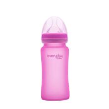 Everyday Baby  Glass Heat  Sensing   Art.10222 Pink Glass feeding bottle with temperature indicator 240 ml.