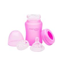 Everyday Baby  Glass Heat  Sensing   Art.10222 Pink Glass feeding bottle with temperature indicator 240 ml.