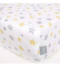 Palags jersī ar gumiju YELLOW STARS 120x60 cm CEBA BABY (823)