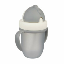 „CANPOL BABIES“ puodelis su silikoniniais šiaudeliais su apverčiamais dangteliais 210ml Matinis, pilkas 9m +, 56 / 522_grey