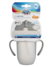 CANPOL BABIES cup with silicone flip-top straw 210ml Matt, grey 9m+, 56/522_grey
