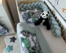 Baby Love Premium Palms Art.127373 Kūdikių medvilnės lovos skalbinių komplektas iš 2 dalių [viršutinė paklodė su pagalve]