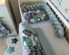 Baby Love Premium Palms Art.127373 Kūdikių medvilnės lovos skalbinių komplektas iš 2 dalių [viršutinė paklodė su pagalve]