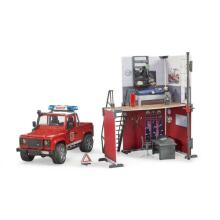 BRUDER ugunsdzēsēju depo ar Land Rover Defender un ugunsdzēsēju, 62701