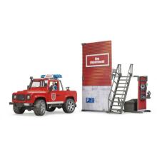 BRUDER ugunsdzēsēju depo ar Land Rover Defender un ugunsdzēsēju, 62701