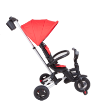 QPlay Nova  Art.129985 Red  pilkas vaikiškas triratukas su pripučiamais ratais, rankena ir stogu