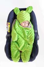 La bebe™ Minky+Cotton Art.131581 Dark Grey Overalls for a baby for a car seat (stroller) with handles and legs