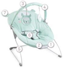Momi Bouncer Glossy Lama Art.BULE00005  Стильный детский шезлонг с музыкой и вибрацией